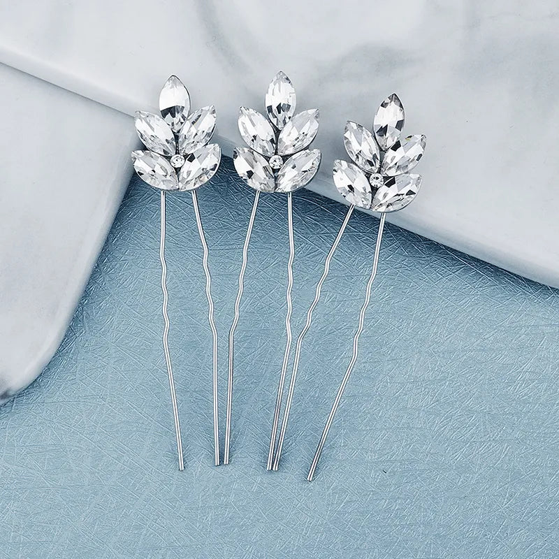 Efily Bridal Wedding Hair Accessories Rhinestone Hair Pins Forks for Women Pearl Hairpins Bride Headpiece Party Jewelry Gift