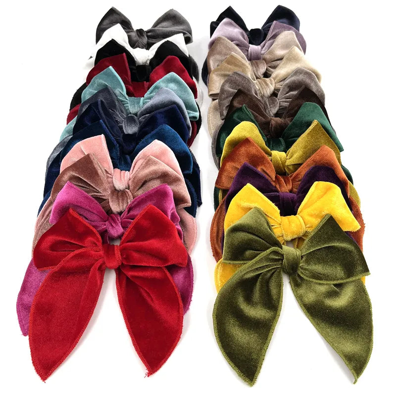 Velvet Fable Bow Hair Clips Baby Girls Women Large Sailor Head Bows Accessories Hair Grips for Kids Christmas Hair Bow Barrettes