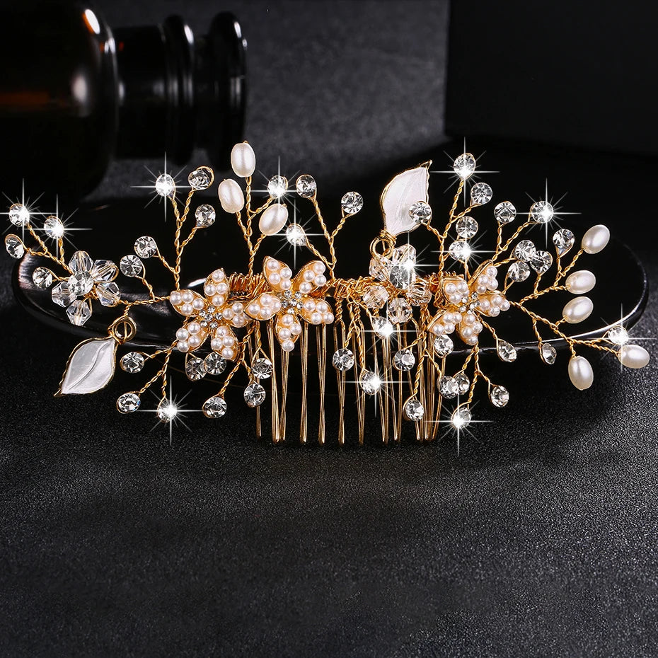 Miallo Wedding Crystal Peals Hair Combs Bridal Hair Clips Accessories Jewelry Handmade Women Head Ornaments Headpieces for Bride