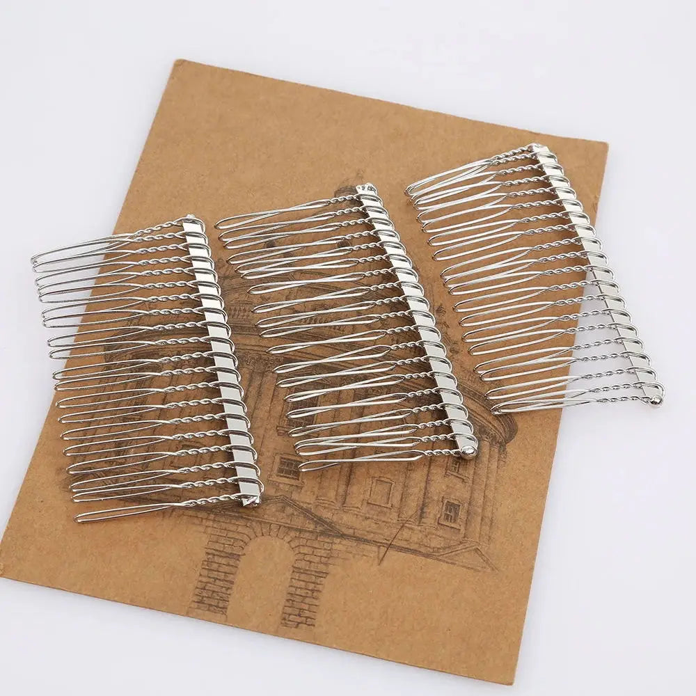 10Pcs/lot 12/15/20 Teeth Metal Twisted Wire Hair Comb Base for Diy Hair Comb Clip Handmade Bridal Hair Jewelry Accessories
