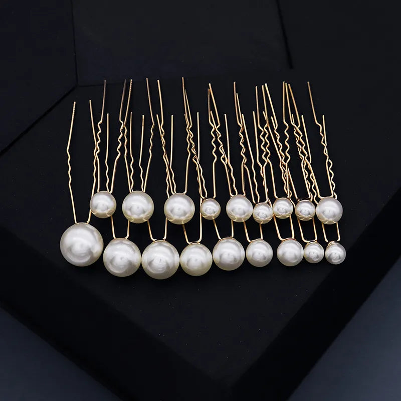 Efily Bridal Wedding Hair Accessories Rhinestone Hair Pins Forks for Women Pearl Hairpins Bride Headpiece Party Jewelry Gift