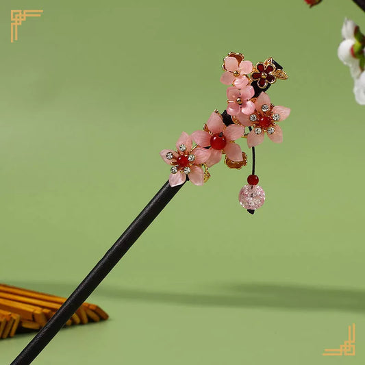 Chinese Hanfu Hair Stick Forks For Women Flower Tassel Hairpin Chopsticks Fairy Pearl Crystal Headpiece Girls Party Hair Jewelry