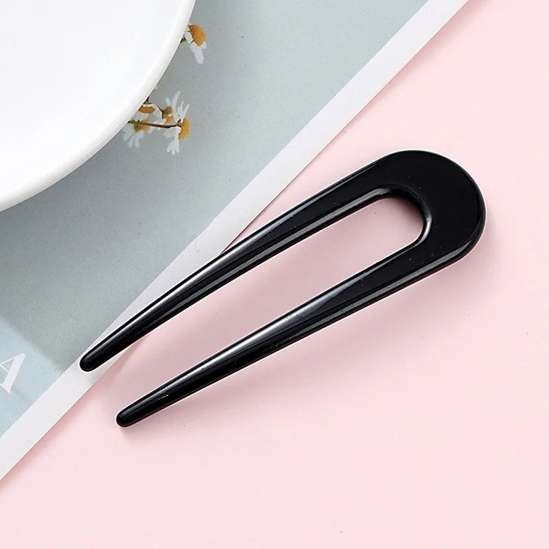 Fashion U-Shaped Hairpin Hair Fork Acetic Acid Hair Clips Pins Marble Print Hair Sticks for Women Headwear Hair Accessories