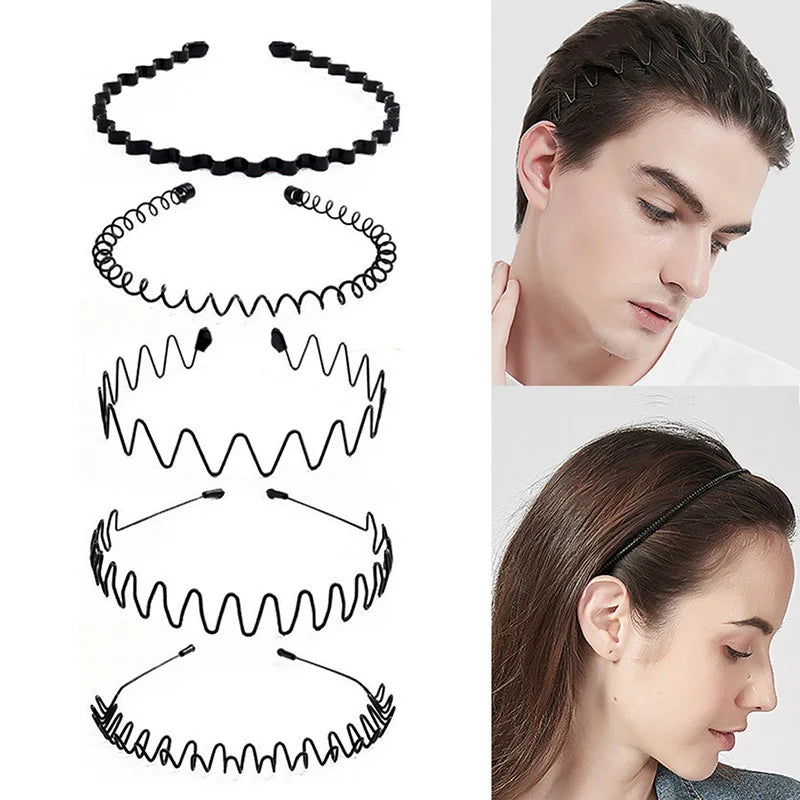 Simple Black Headband For Women Men Sports Yoga Wash Face Hair Band Hoop Hidden Wave Hairband Slicked-back Hold Hair Accessories