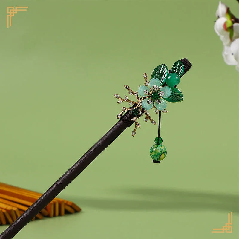 Chinese Hanfu Hair Stick Forks For Women Flower Tassel Hairpin Chopsticks Fairy Pearl Crystal Headpiece Girls Party Hair Jewelry