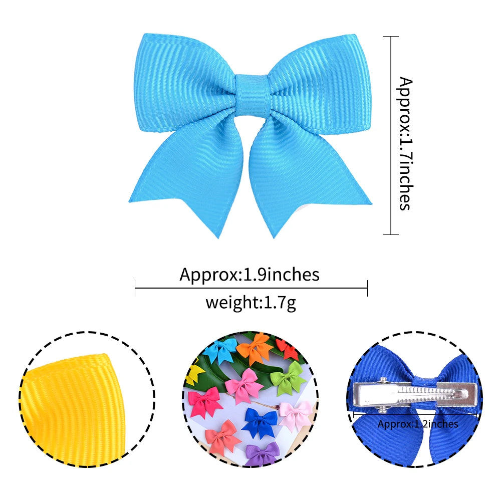 10Pcs/Set 1.9'' Solid Color Ribbon Kids Bows Hair Clips for Baby Girls Handmade Bowknot Hairpin MiNi Barrettes Hair Accessories